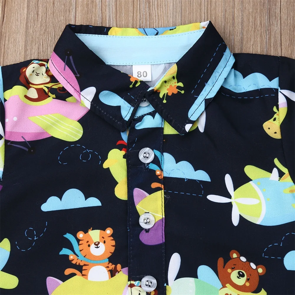 Комплект из 2 предметов для мальчиков 2-5 лет, черная блузка с короткими рукавами и принтом животных для мальчиков топы для мальчиков, синие шорты комплект одежды для мальчиков, детские костюмы