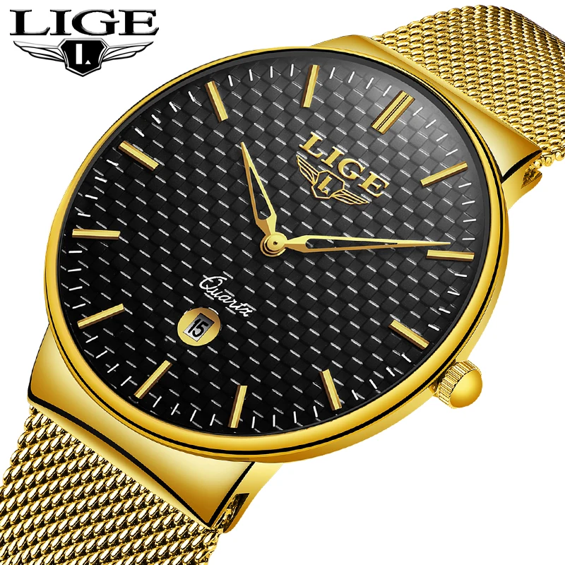 

2018 LIGE Relojes Hombre Top Brand Luxury Men Watches Business Quartz Watch Male Date Waterproof Gold Clock Relogio Masculino