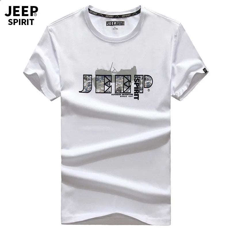 JEEP SPIRIT брендовая летняя футболка для мужчин повседневное Свободные Письмо 100% хлопок homme O средства ухода за кожей шеи короткий рукав дышащи