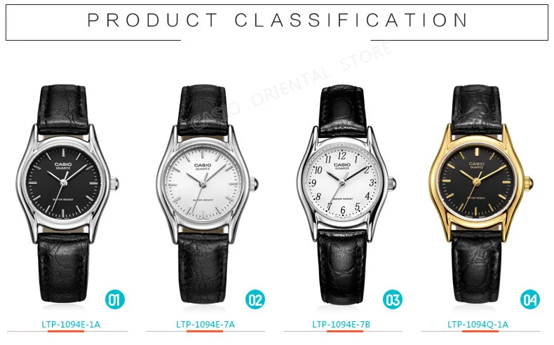 CASIO Часы женские роскошные Брендовые повседневные ультра тонкие кварцевые кожаные серебряные часы подарок 3 бар водонепроницаемые Relojes Mujer LTP-1094E-1A