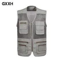 Новинка, мужской сетчатый жилет с несколькими карманами, на пуговицах, жилет фотографа, повседневный жилет, большой размер XL XXL 3XL 4XL