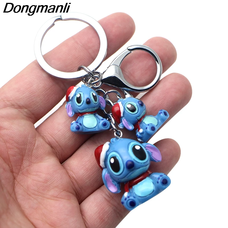 P3487 Dongmanli 3D Lilo& Stitch мультфильм акриловое кольцо для ключей аксессуары небольшой подарок Мода Нежный милый автомобиль брелок