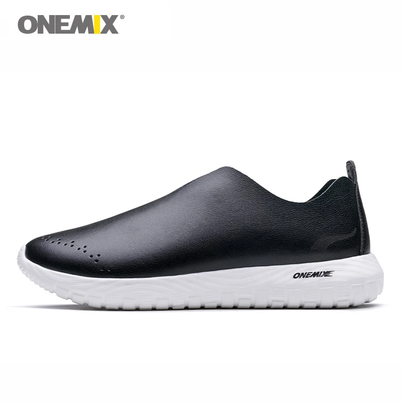 

Onemix Men Running Shoes Microfiber Leather Loafers Shoes Breathable Designer Jogging Sneakers Outdoor Sport Walking Trainers