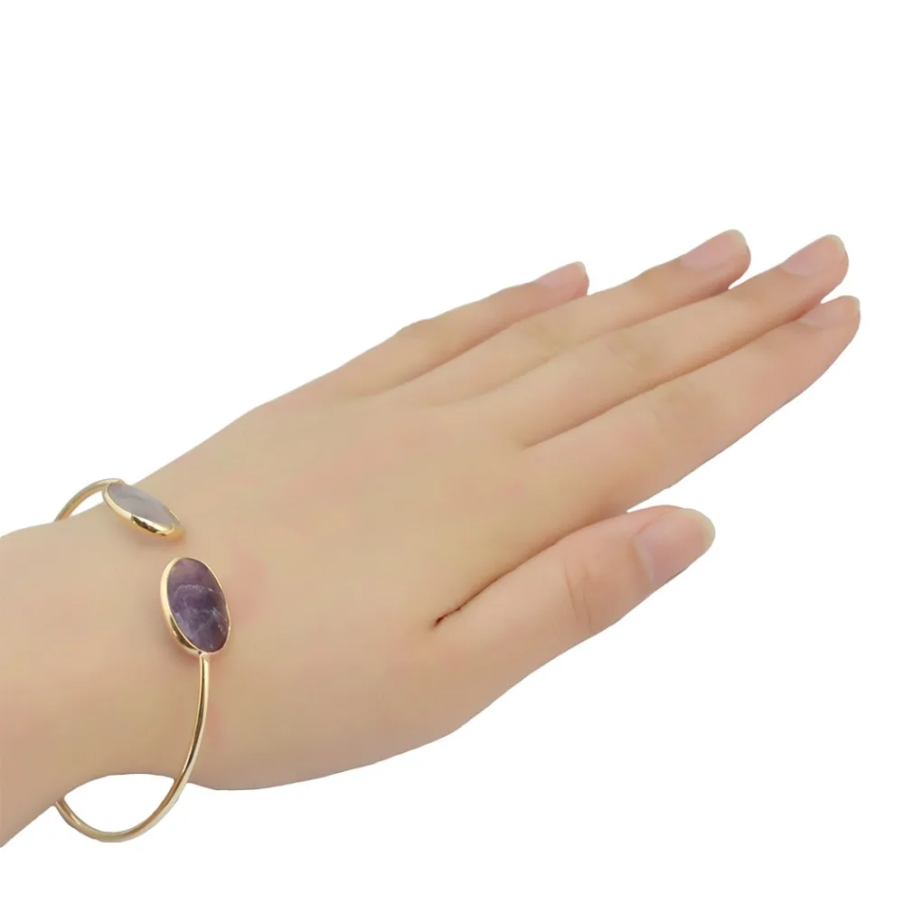 Чешские Способа Корея Позолоченные Регулируемая Манжета Браслет Натуральный