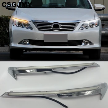 

CSGJMY 1pair Car Headlight LED Eyebrow Daytime Running Light DRL With Yellow Turn Signal Light For Toyota Camry 2012 2013 2014