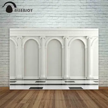 

Allenjoy ivory stone arch black white tile concrete colums ancient photography backdrops photographic background backdground