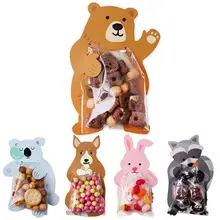 10 шт./лот, милые животные, медведь, кролик, коала, сумки для конфет, поздравительные открытки, сумки для печенья, подарочные сумки для детского душа, украшения для дня рождения