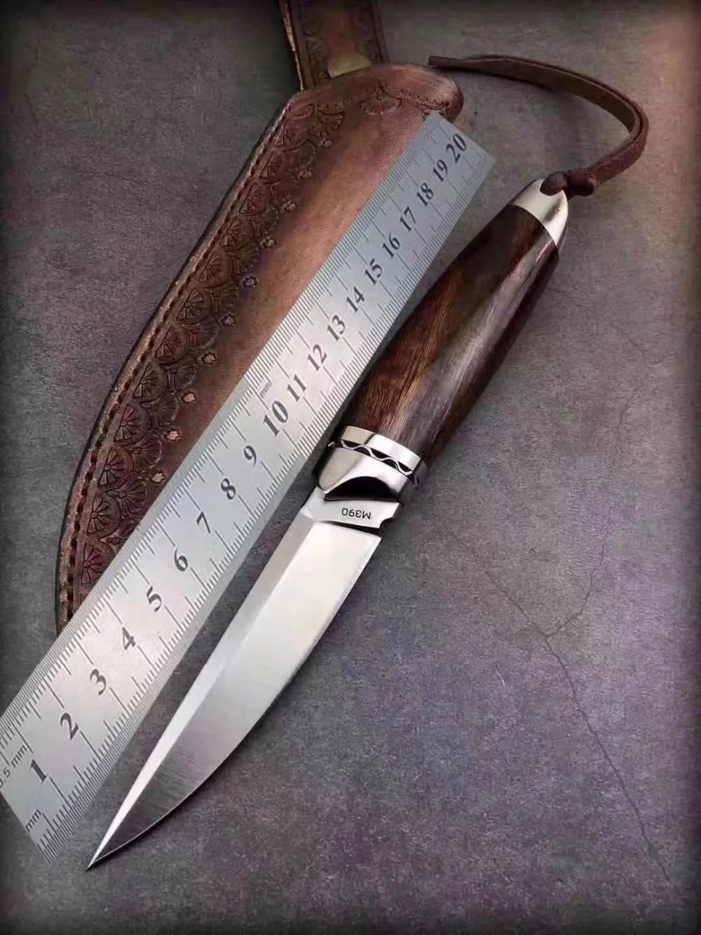 Дешевый PSRK sharp M390 Сталь ручной фиксированным лезвием Ножи Открытый Инструменты Tatical кемпинг охотничий нож с прямым лезвием резные кожаные оболочка