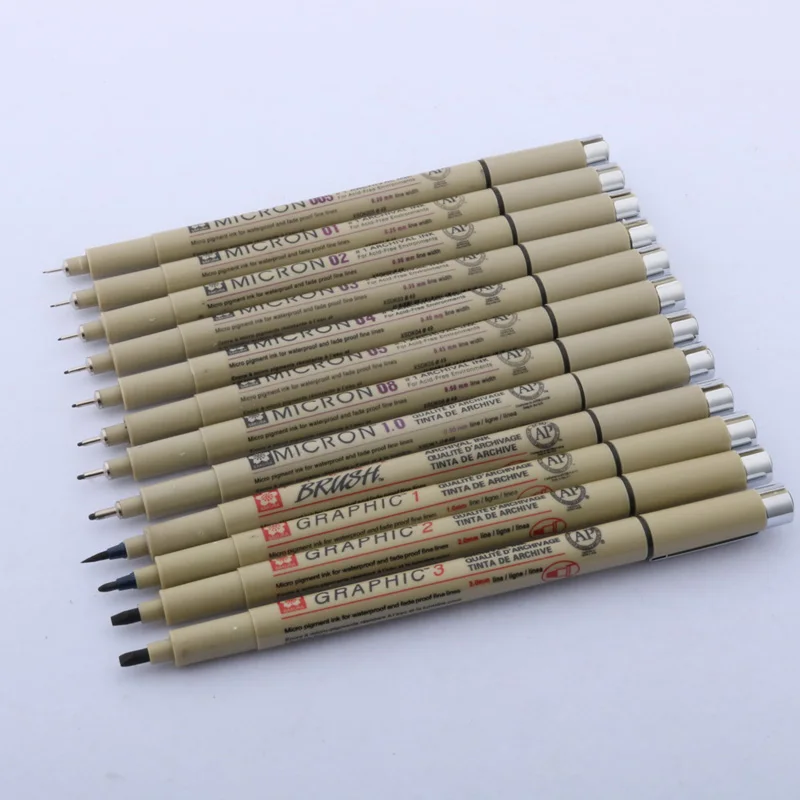12 шт. пигментный лайнер чернильный маркер Micron разные наконечники для рисования