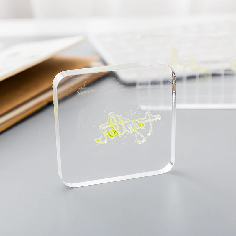 6 Sizes 0.8cm Thick Clear Acrylic Stamp Block Transparent Pad