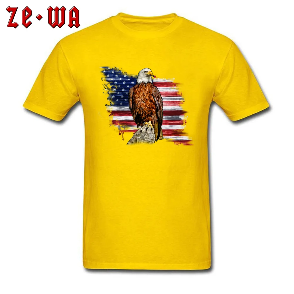 T Shirt Classic Summer Fall Fitted Group Short Sleeve Pure Cotton O Neck Youth Top T-shirts Group Tee Shirts Wholesale Bald eagle Liberty Bell Flag of the United States yellow
