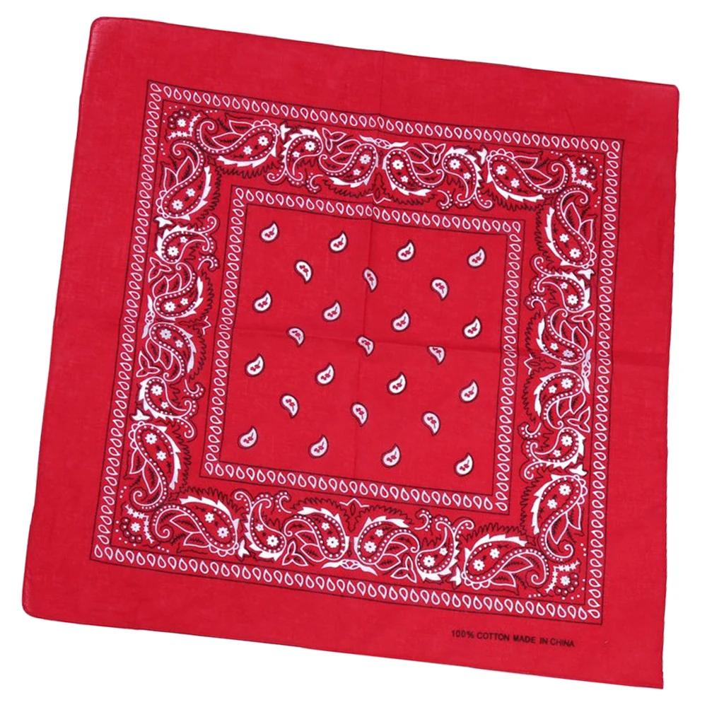100% Cotton Fashion Bandana Multipurpose Paisley Printing Cowboy Bandanas Square Scarf Headbands Necktie for Men Women 55 x 55cm