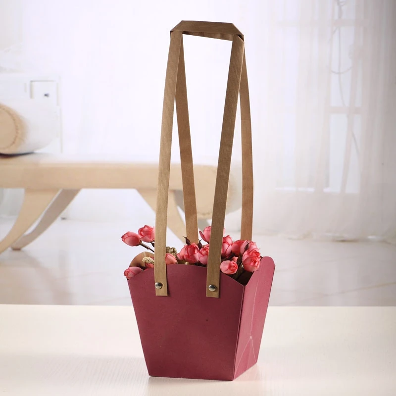 Kraft Paper Flower Carrier Packing Bags Water Proofing Creative Packing