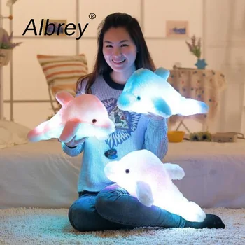 

Colorful Dolphin Plush Doll Toy Luminous Plush Stuffed Flashing Cushion Pillow With LED Light Party Birthday Christmas Gift