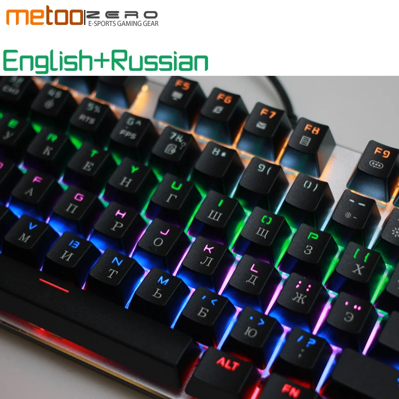 

New metoo Colorful Backlights Anti-ghosting 104 Keys Gaming Keyboard USB Wired Mechanical Blue / Red / Black Switch for PC, Mac