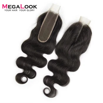 

Megalook 2X6 Brazilian Kim k Closure Body Wave Remy Human Hair Lace Closure Natural Color Middle Part