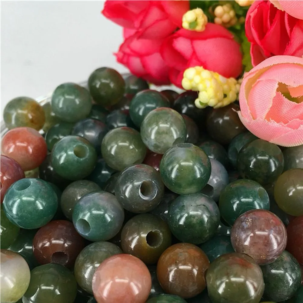 

Natural Indian Agate Stone Carved 12mm Sphere Ball Bead Reiki Healing Crystal Stones for Diy Accessories 5mm Hole 1pc