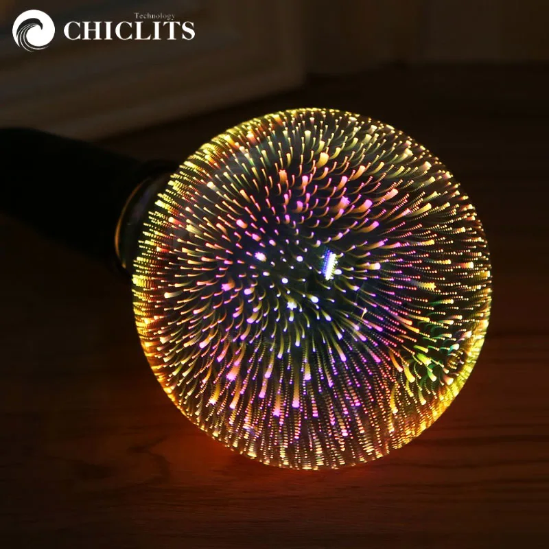 Chiclits светодиодный светильник E27 220v 3W 3D красочный фейерверк лампы украшение