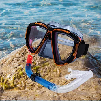 

Adult Professional Scuba Diving Mask Snorkel Anti-Fog Goggles Glasses Set Silicone Swimming Fishing Pool Equipment Clear Vision
