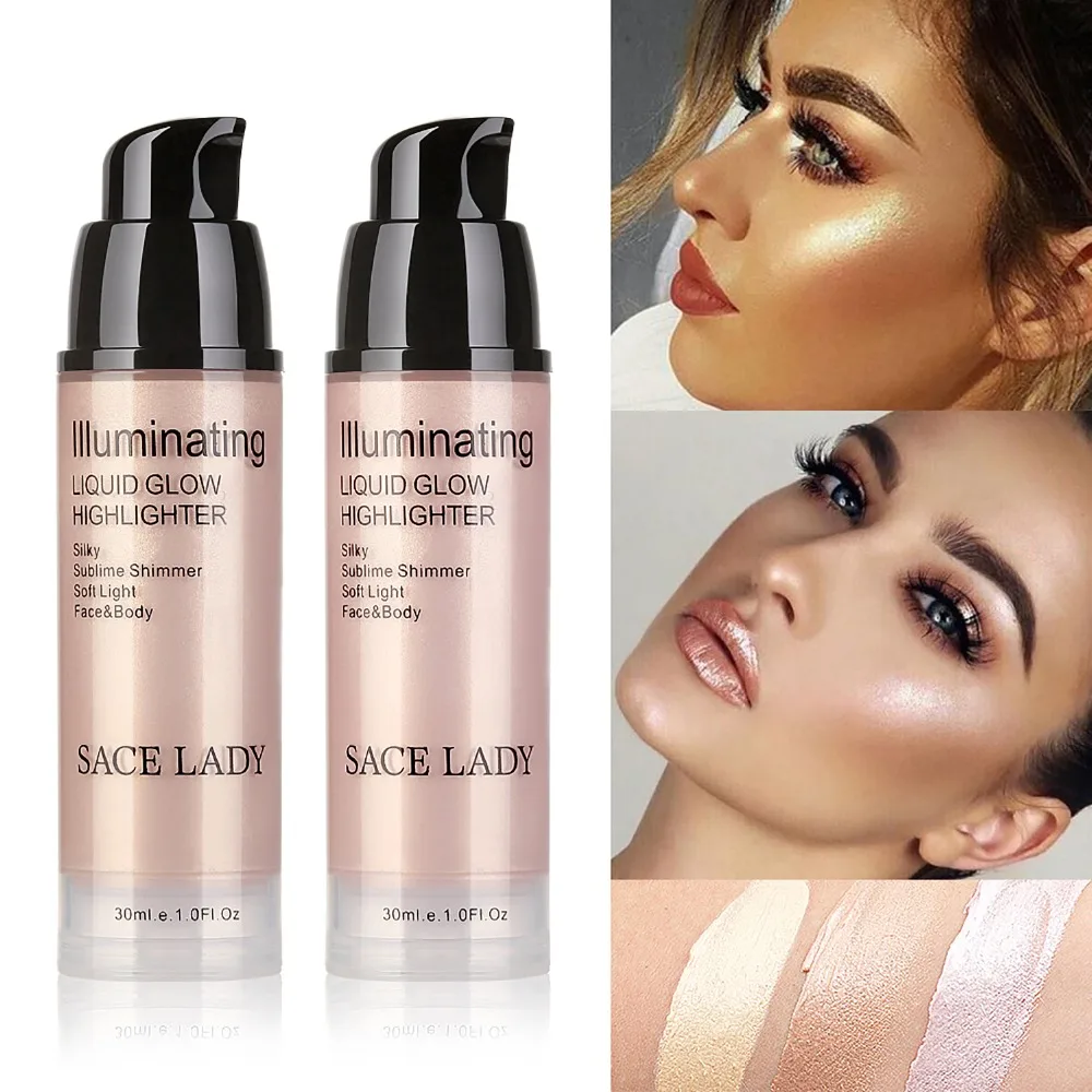 30ml Makeup Illuminator Highlighter Cream Face Brighten Professional Shimmer Make Up Liquid Glow