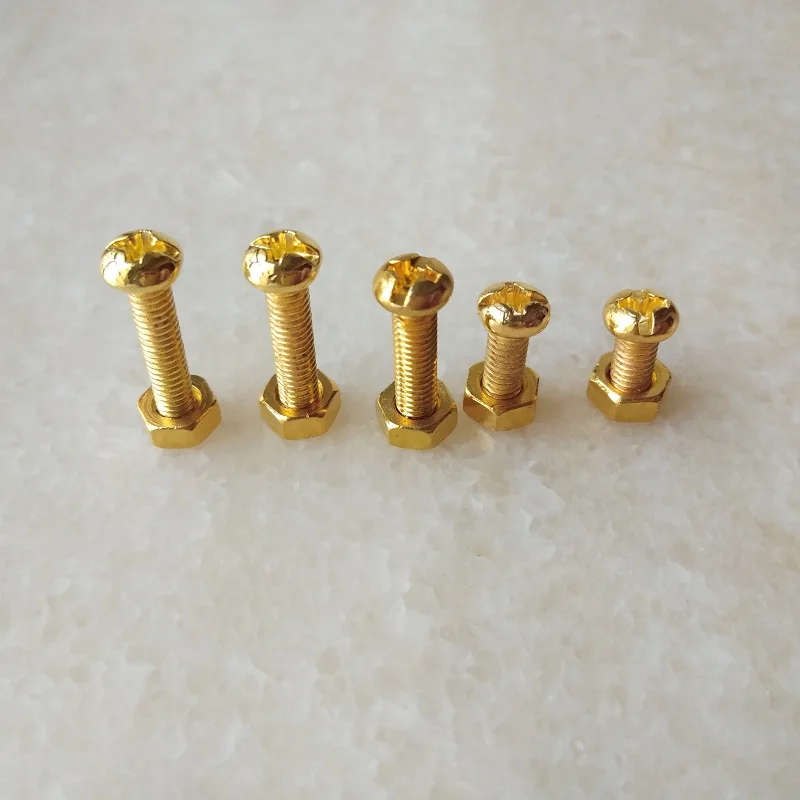 50pcs M4 Gold Cross Pan Head Machine Screws with Nuts round Head Chandelier Lighting Accessories for Home Improvement