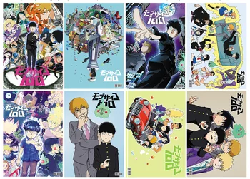 

8 pcs/set Mob Psycho 100 Figure Posters Anime Mobu Saiko Hyaku Figures Poster Paper High-definition Wall Stickers 42 X 29 CM