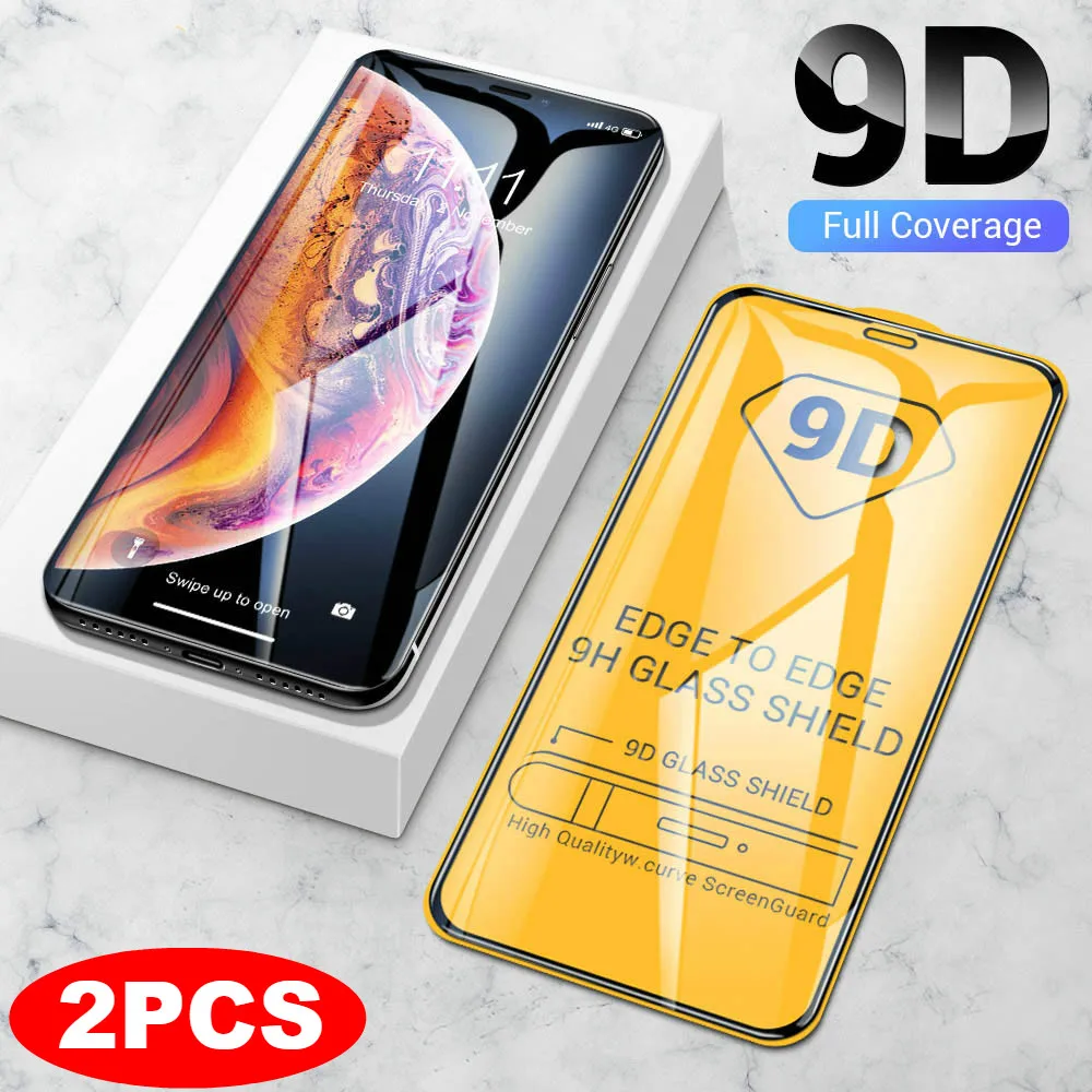 

9D 2PCS/Lot Screen Protector Glass For Apple iPhone X XS MAX XR 7 8 6 6S Plus 10 Premiun Tempered Glass Film Cover For iPhone XR