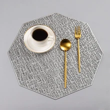 Восьмиугольные полые подставки для напитков из ПВХ золотые Серебристые подставки под столовые приборы индивидуальные Геометрические Цветочные дизайнерские кухонные аксессуары