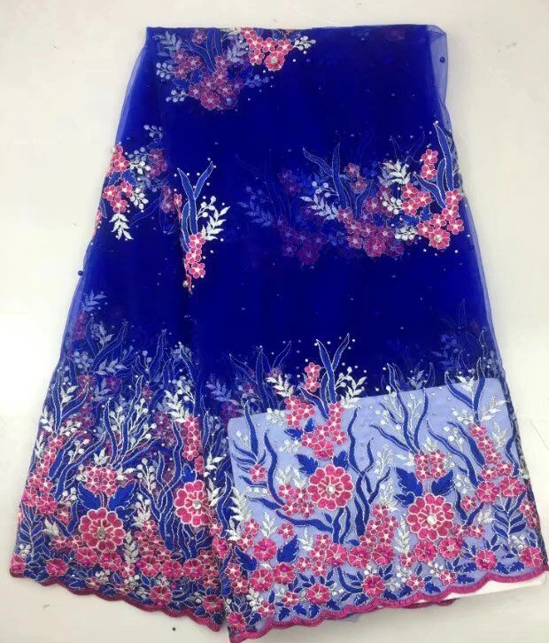 

Latest Nigerian Lace Fabrics 2017 Polyester Women Mesh Net Embroidered African French Lace Fabric High Quality With Beads