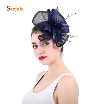 

Feathers Bridal Hats Linen Wedding Hair Accessories Women's Formal Occasion Hats pamelas sombreros bodas H29