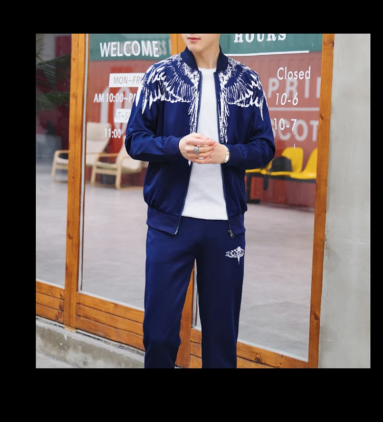 Zogaa/Новинка 2019 года, весенне-осенний мужской хлопковый комплект в Корейском стиле, куртка с длинными рукавами + штаны, повседневные
