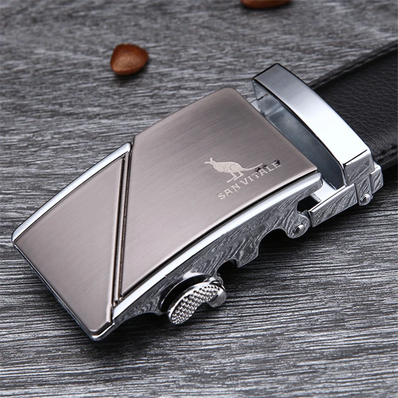 Famous Brand Belt Men Good Quality Cowskin Genuine Luxury Leather Men's Belts for Men,Strap Male Metal Automatic Buckle - Цвет: SV 1431S