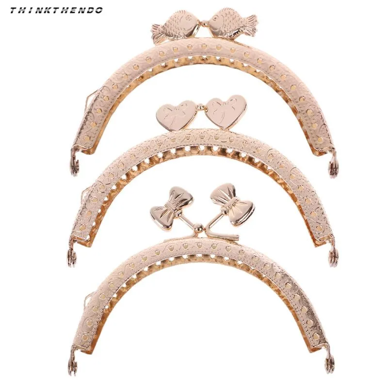 

THINKTHENDO New 8.5cm Purse Handbag Metal Frame Handle Kiss Clasp Lock Clip Bags Making DIY Craft Accessories 3 Styles