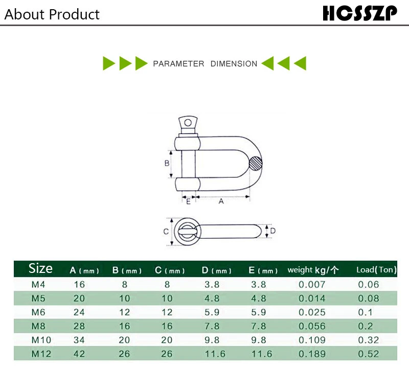 5 шт D Скоба из нержавеющей стали 304 разрывная нагрузка 60-520 кг D такелажная Скоба застежка крючки оснащение для лодки аппаратные средства морской класса Dee