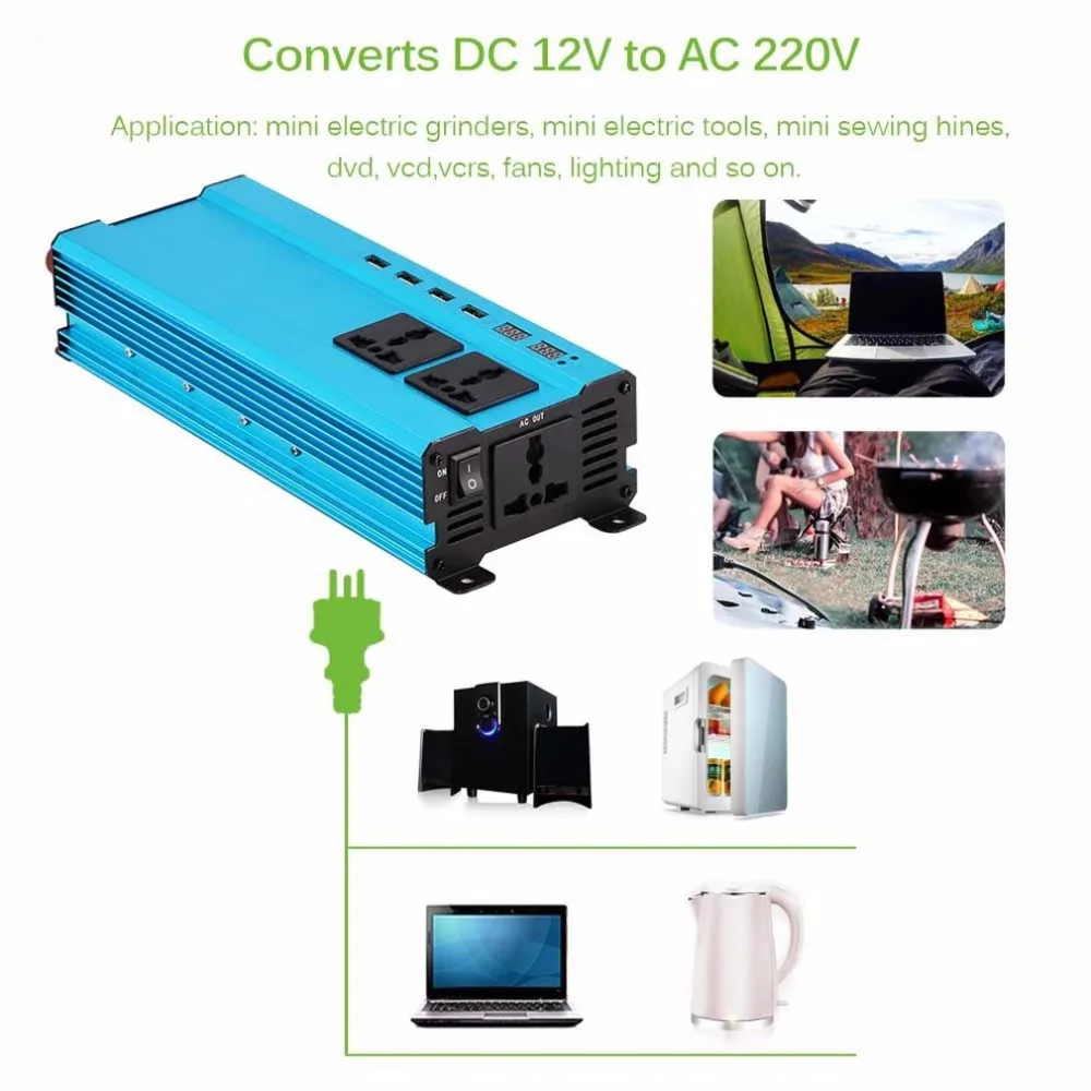 

5000W Car Power Inverter Charger DC 12V/24V To AC 220V Sine Wave Converter Interfaces Voltage Transformer Adapter