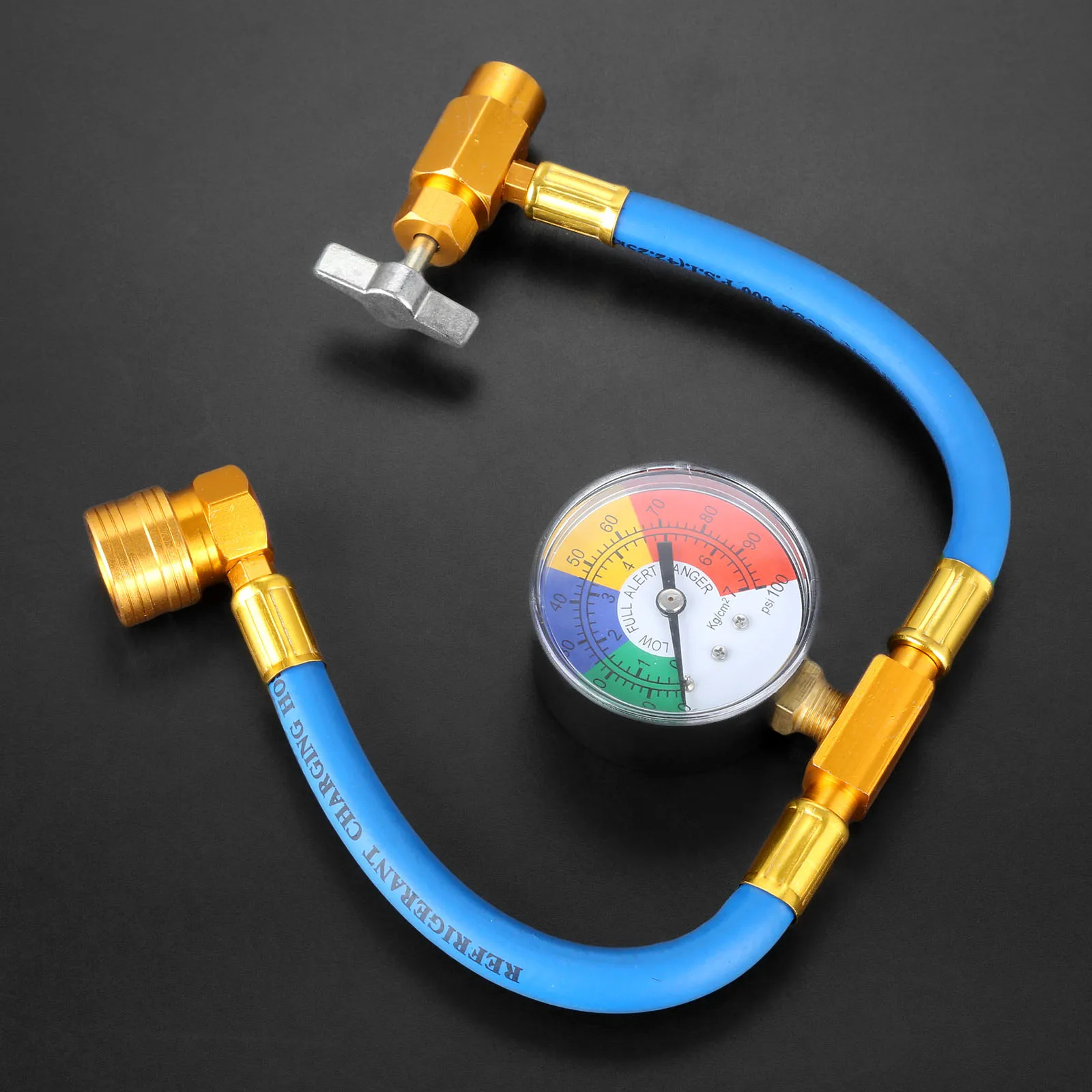 

Air Pressure Gauge R134A Refrigerant Recharge Hose 1/2" Can Tap Car Air Conditioning Pressure Gauge Refrigerant charging 382mm