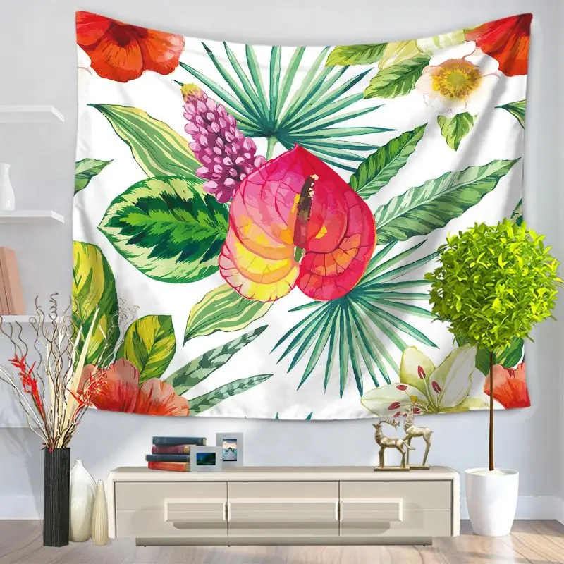

Home Decorative Wall Hanging Carpet Tapestry Rectangle Bedspread Tropical Plant Leaves Flower Pattern GT1093