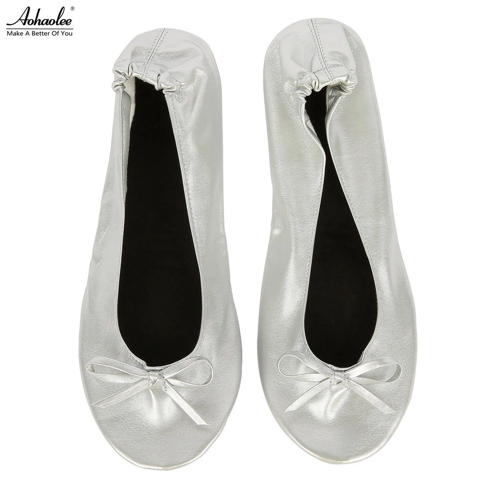 After Party Shoes Foldable Ballet Flats Portable Travel Fold Up Shoe Prom Ballerina Flats Roll Up for Bridal Wedding Party Shoes