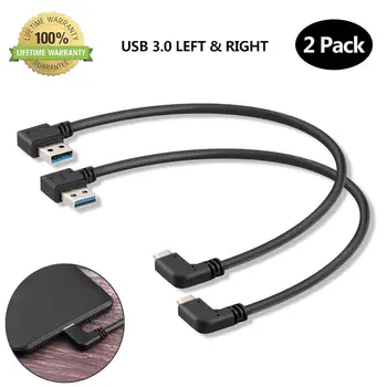 

USB C 90 Degree Right Angle Cable Extension USB 3.0 Type c Cable Left & Right Angle Male for Data Sync and Charging (2 Pack)
