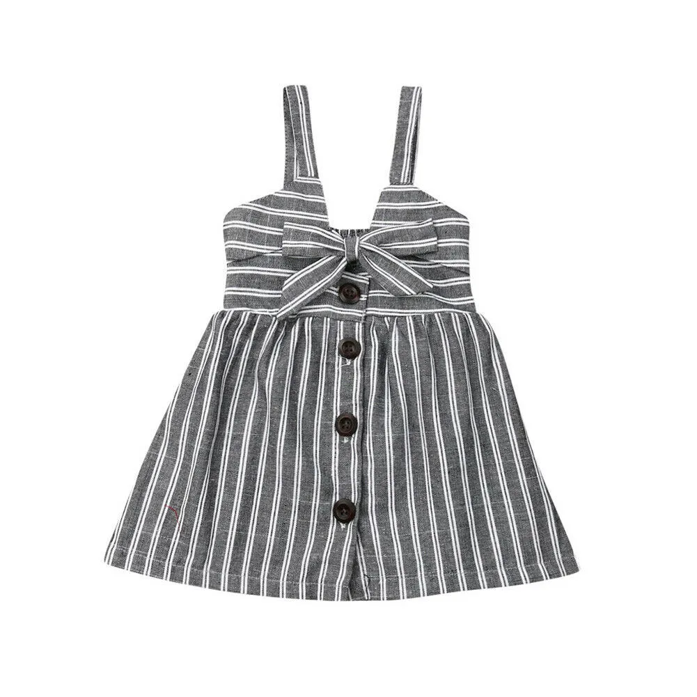 

Pudcoco Brand New Toddler Girl Summer Princess Dress Kid Baby Party Bowknot Stripe Dresses Clothes