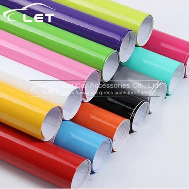 

1.52x 30m/Roll Bright Glossy Vinyl Car Decal Wrap Sticker Black White Gloss Film Wrap Retail For HOOD Roof Motorcycle Scooter