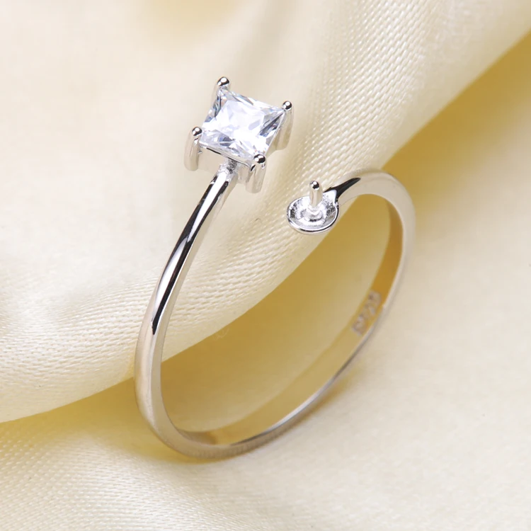 

Ring Mount Pearl Accessories Adjustable Size 925 Sterling Silver Ring Jewelry DIY No Pearl Free Shipping