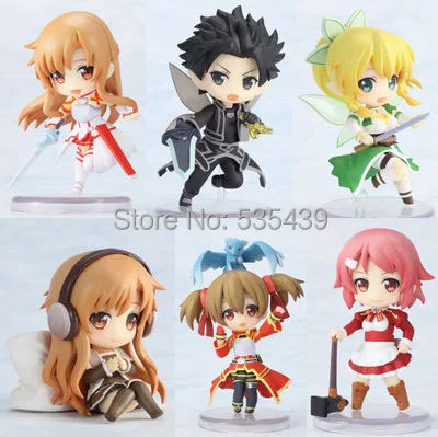 Kaufen NEUE Heiße 6 Teile satz Schwert Art Online Kirigaya Kazuto Yuuki Asuna action figure spielzeug Weihnachten spielzeug no box