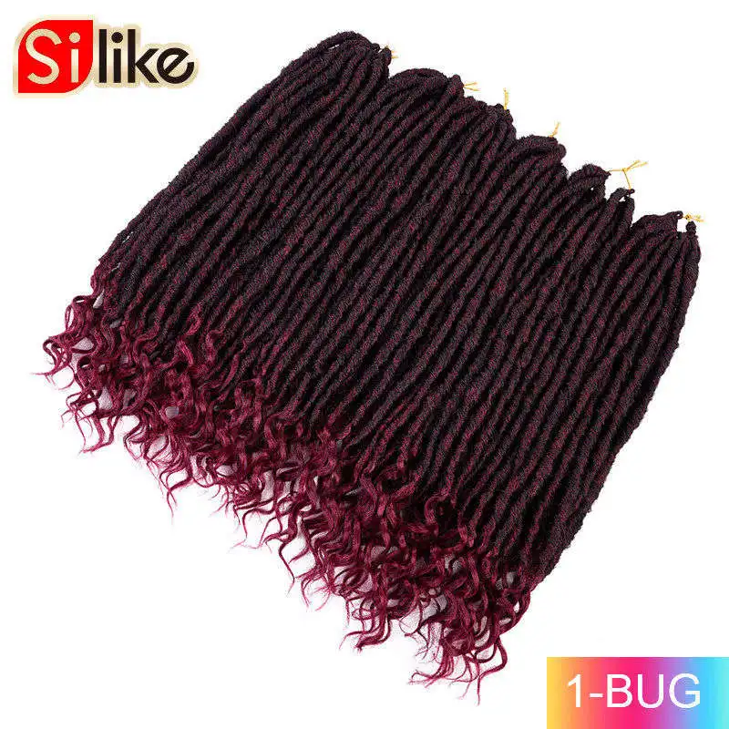 Silike 14 18 дюймов мягкие Faux Locs Curly концы крючком плетение волос синтетические волосы для наращивания 24 подставки/упаковка богиня искусственный Locs - Цвет: #33