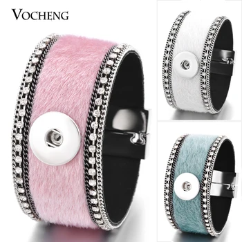 

Vocheng Ginger Snap Button Bracelet 5 Colors Leather Magnet Clasp Inlaid Crystal Fit 18mm Snaps NN-462 Snap