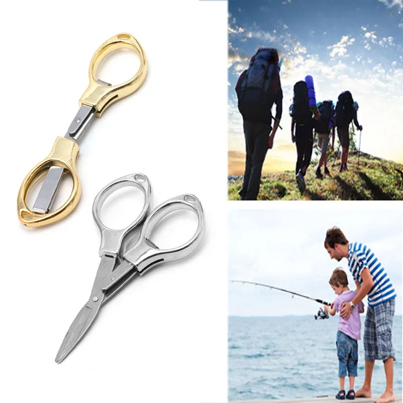 

Stainless Steel Mini Folding Scissors Keychain Fishing Scissor Cutter Camping
