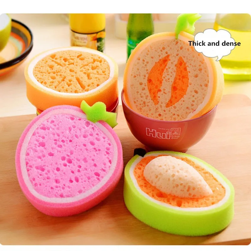 

Multi-Use Cute Fruit Pattern Sponges Dish Scrubber Household Cleaning Sponges Scrubbing Dish Sponges Use for Kitchens MarT2
