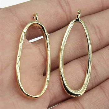 

WYSIWYG 2pcs Jewelry Making DIY Handmade Craft Charms High Quality KC Gold Color 26x44mm Geometric Pendant For Earring Making