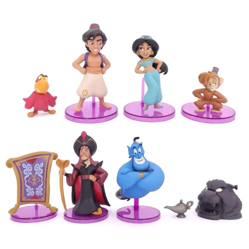 

9pcs/set Aladdin's lamp character Jasmine Princess /magic carpet /Jia Simin evil national teacher/monkey/ tiger parrot model toy