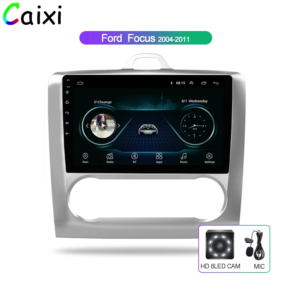 CAIXI 9 ''2.5D Android 8,1 автомобильный Радио мультимедийный плеер для 2004 2005 2006-2011 Ford Focus Exi AT 2DIN Gps навигация автомобильный DVd